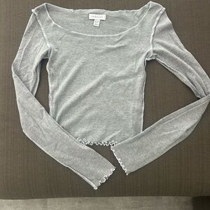 Topshop Light Gray Long Sleeve Top